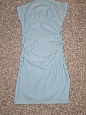 Light Blue Cutout Strapless Women’s Dress